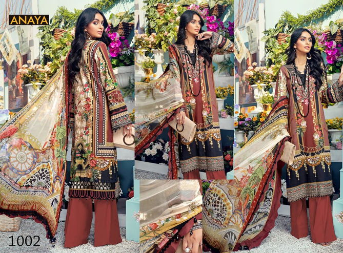 Agha Noor Aanaya Latest Fancy Festive Wear Pure Cotton Top And Bottom With Mal Mal Printed Dupatta Karachi Style Dress Materials 